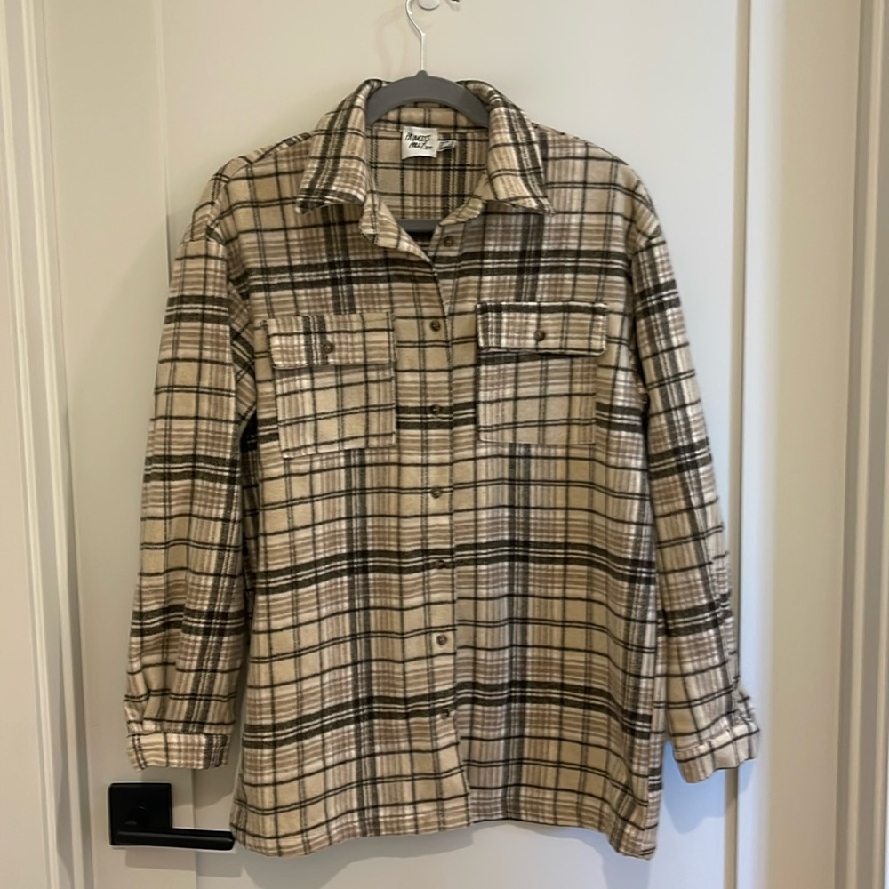 Princess Polly long sleeved wool/polyester plaid shirt